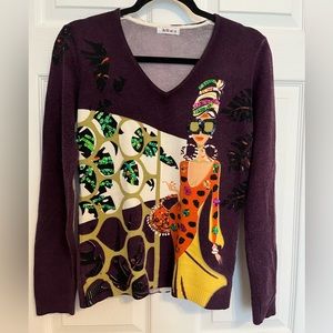 Juliana Long Sleeve Purple Sequin V-neck Sweater No size Tag ? Med
